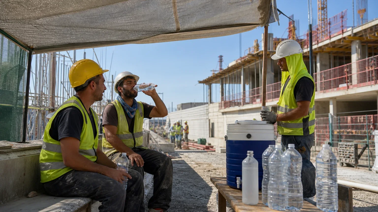 Illustrazione fotografica per Campagna Inail Lombardia su rischio da calore nei cantieri estivi